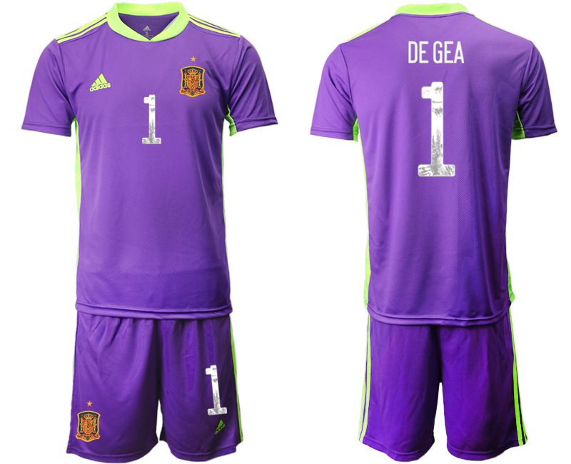 Men 2021 World Cup National Spain purple goalkeeper #1 Soccer Jerseys->->Soccer Country Jersey